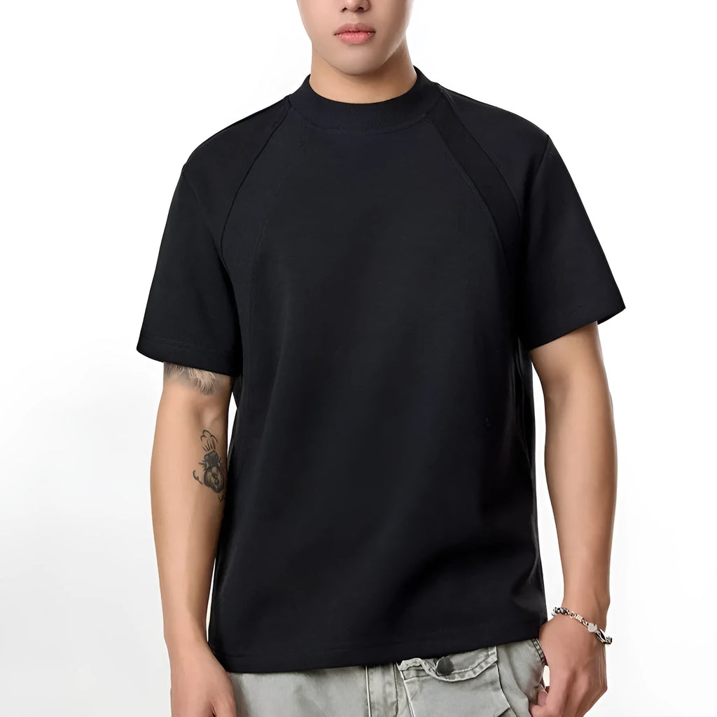 Short sleeve loose fit top with air layer stitching texture in polyester fabric