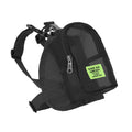 Blue dog backpack with adjustable straps and breathable mesh panel for small dog transport