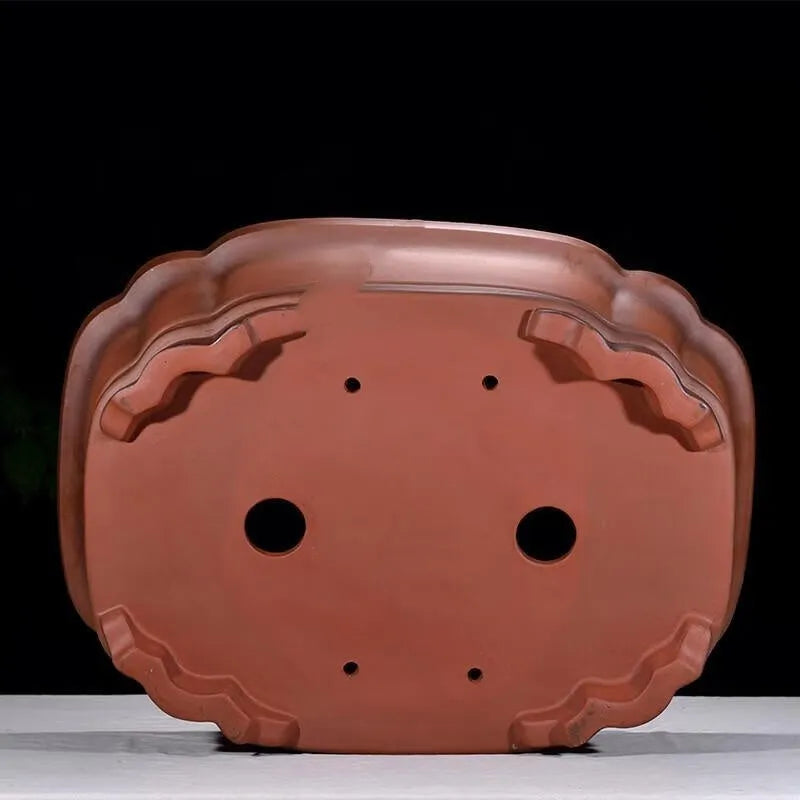 Chinese style purple clay rectangular flowerpot with antique finish, 71cm long garden planter