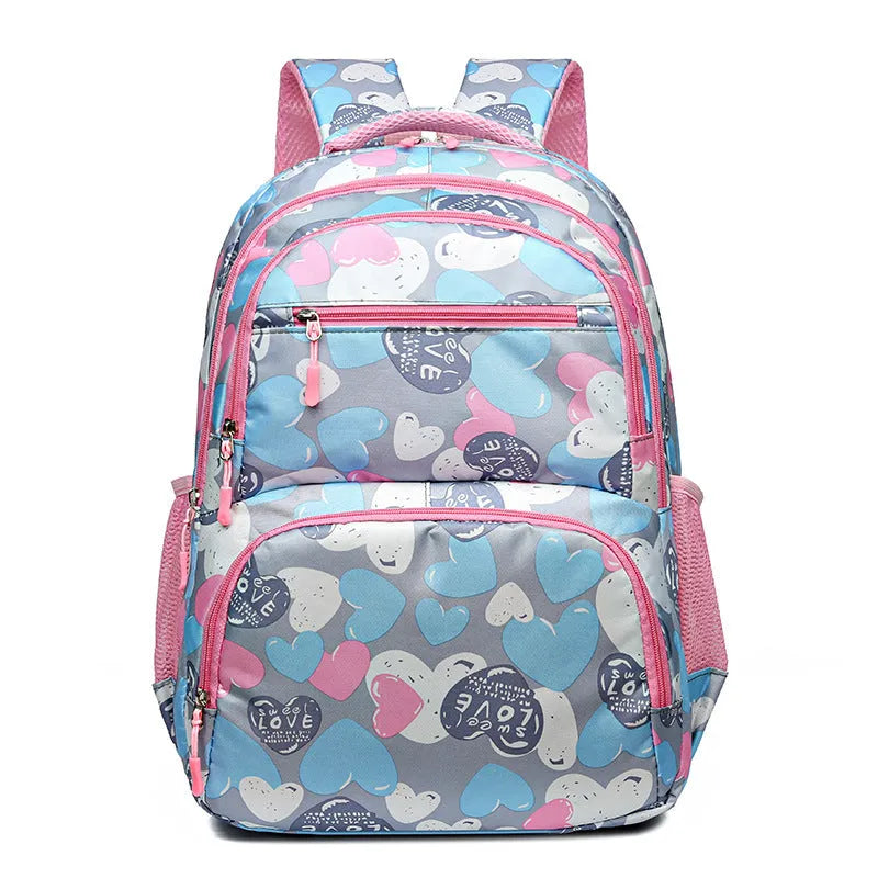 Children's blue Oxford cloth school backpack with air cushion shoulder straps and large main compartment