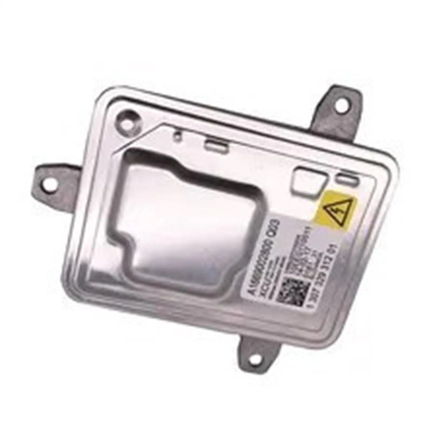 Metal headlight ballast unit for automotive use, showing scale with dimensions 14x11x4.5cm