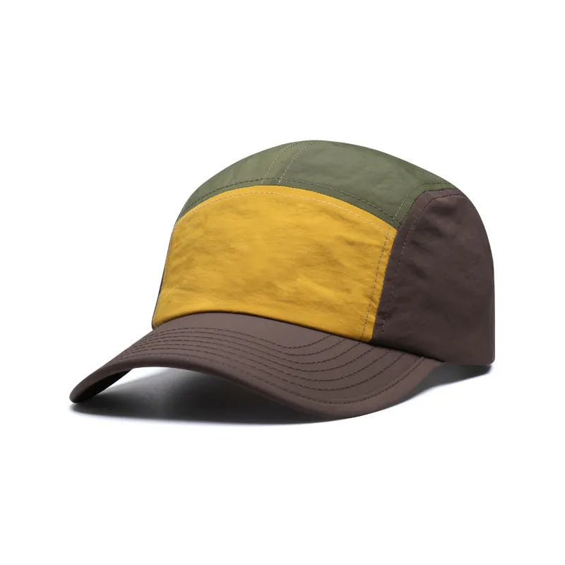 Men's khaki quick-drying curved brim baseball cap made from polyester and cotton blend