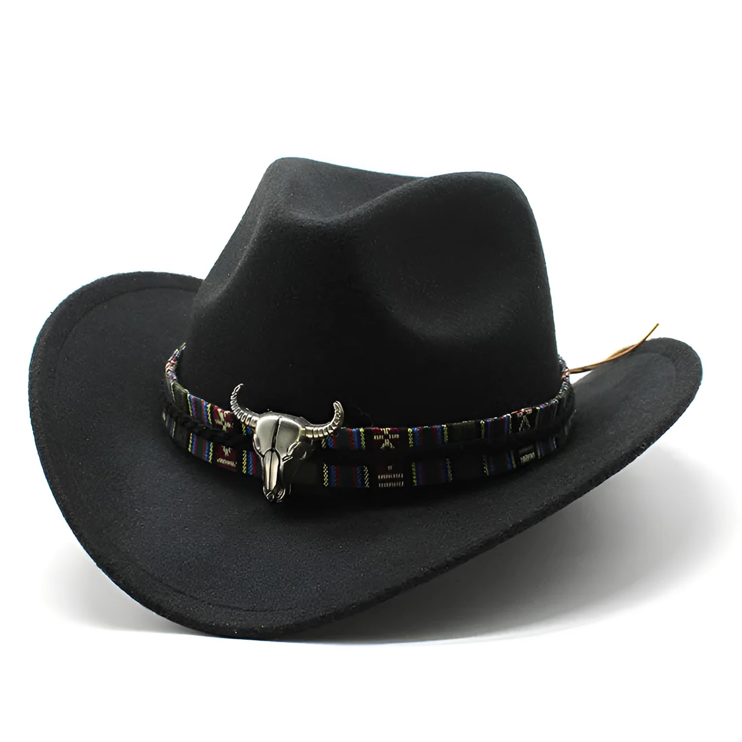 Western cowboy hat with bell crown design in wool-blend polyester fabric showing multiple colour options