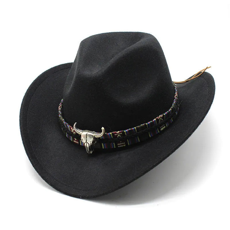 Western cowboy hat with bell crown design in wool-blend polyester fabric showing multiple colour options