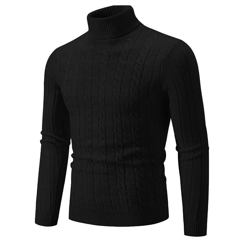 Men's slim fit chenille turtleneck pullover sweater in multiple colours