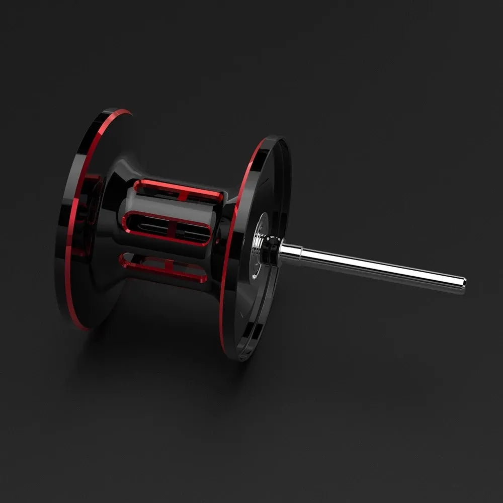Drip wheel lure fishing reel with rocking wheel mechanism showing left and right-handed wheel orientation options
