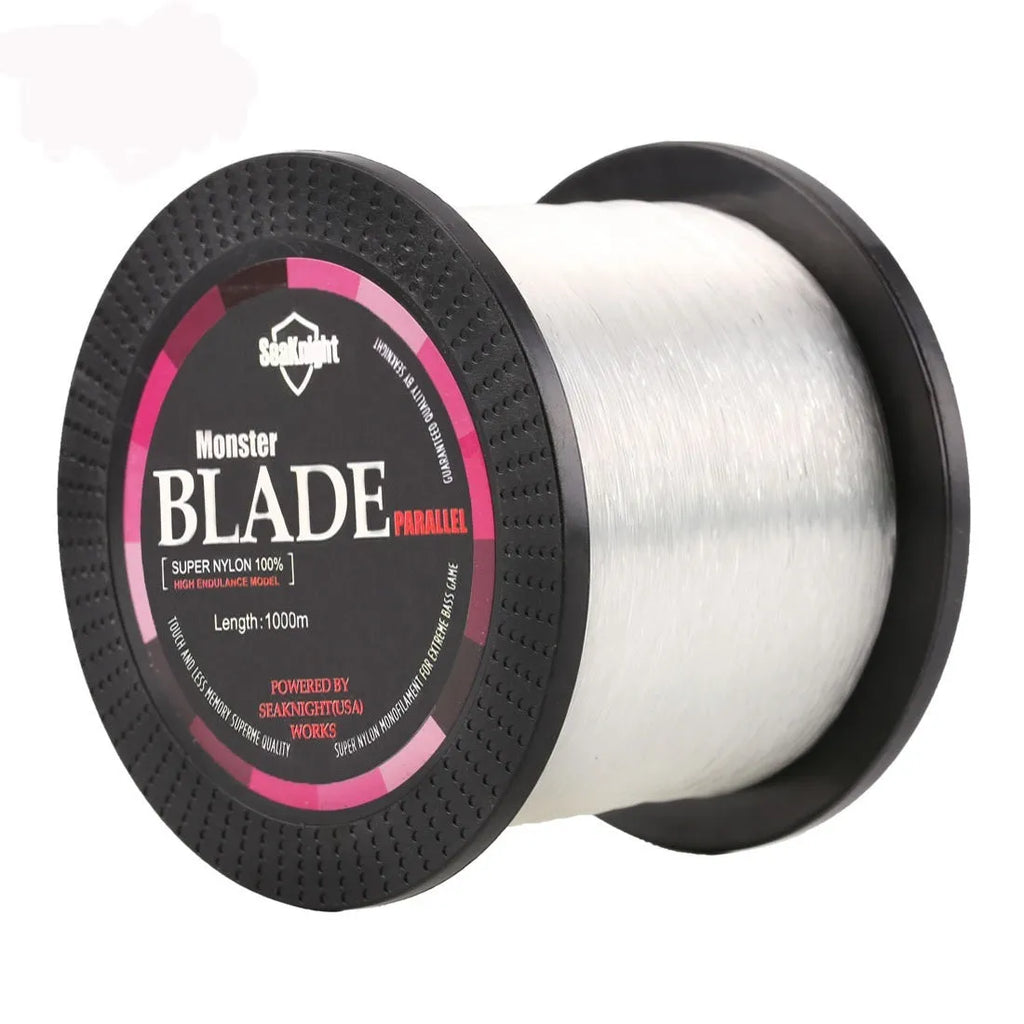 Seaknight1000 M spool of nylon monofilament fishing line in white, green, blue, yellow, or black.