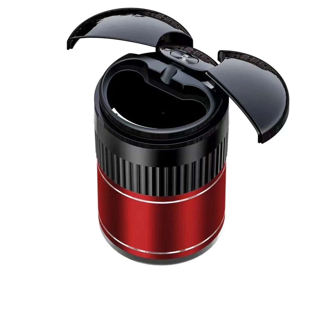 Metal automatic sensing car ashtray with touch lid in black, silver, red, or green