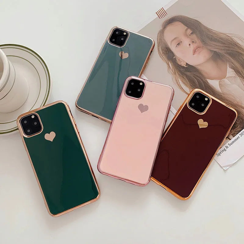 Solid colour TPU phone case for iPhone in blue, claret, pink and green options