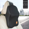 Black and beige memory foam headrest pillow and lumbar support pillow for car seats.