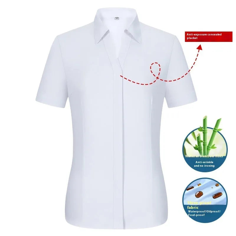 Men's short sleeve bamboo fibre shirt with square collar in slim fit business style
