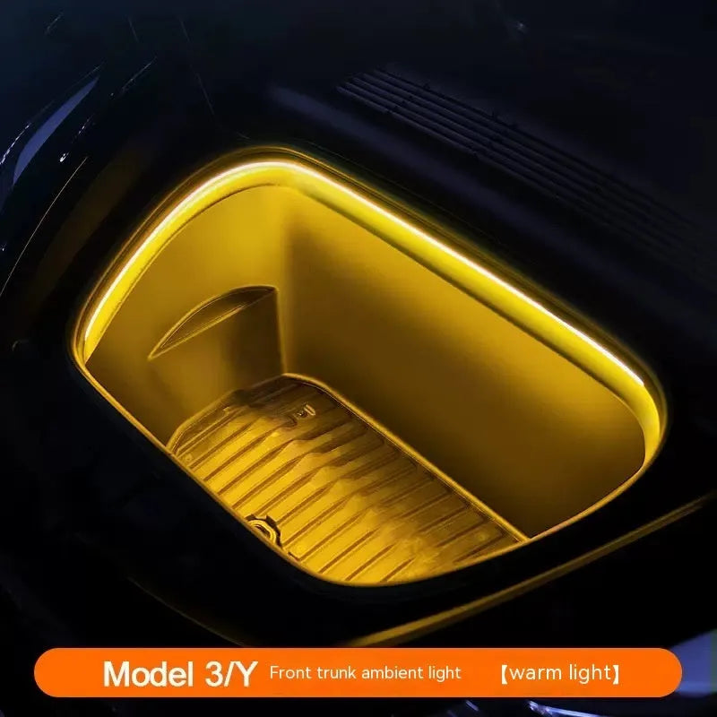 Tesla Model 3 Y front backup box ambience light interior modification with soft silicone light bar