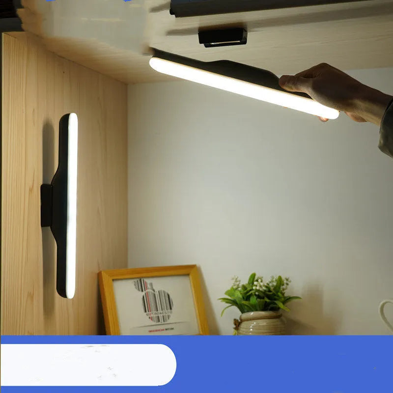 Modern simple plastic LED desk lamp with touch controls and rechargeable battery