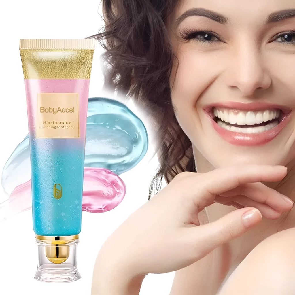 A 100g tube of nicotinamide whitening toothpaste for adult oral care.