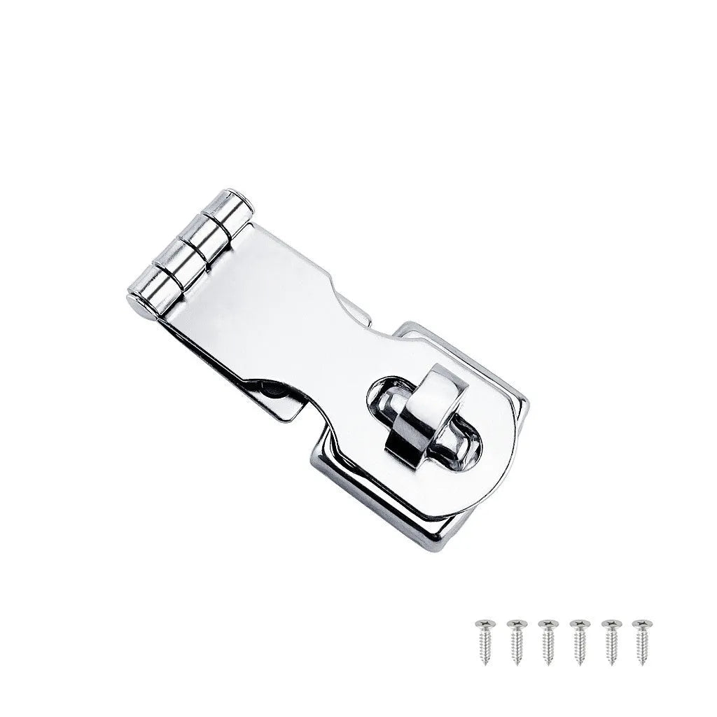 Silver 304 stainless steel security bolt latch for doors and cabinets.