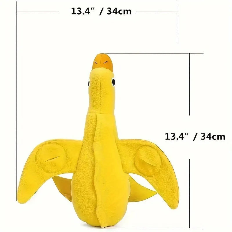 Yellow plush duck dog toy with treat holes and sound module for training and chewing
