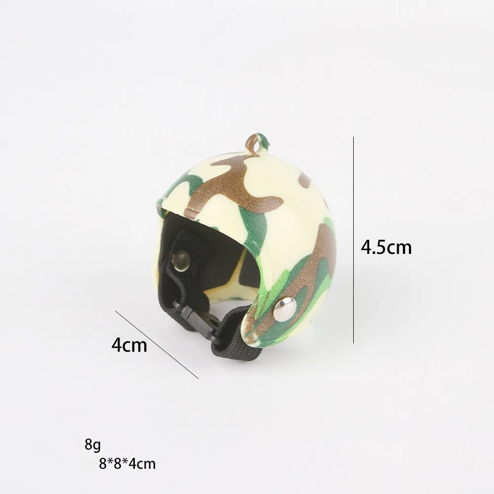 Adjustable pet helmet for small chickens and birds with elastic bands and costume designs