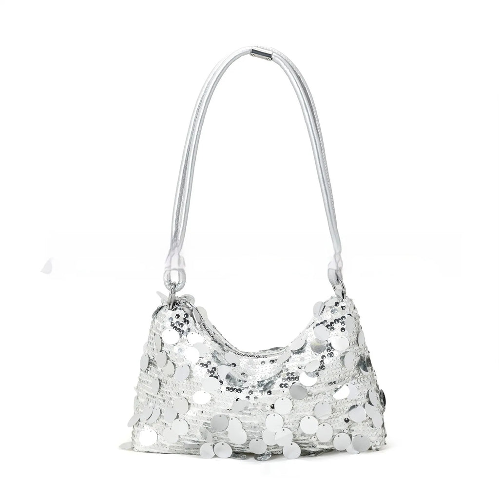 Soft black polyester women's crossbody underarm bag showing front sandwich pocket detail.