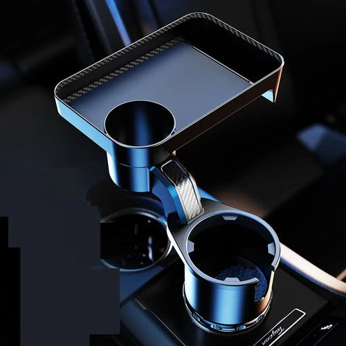 Black 360-degree rotating car cup holder dinner tray in vehicle console