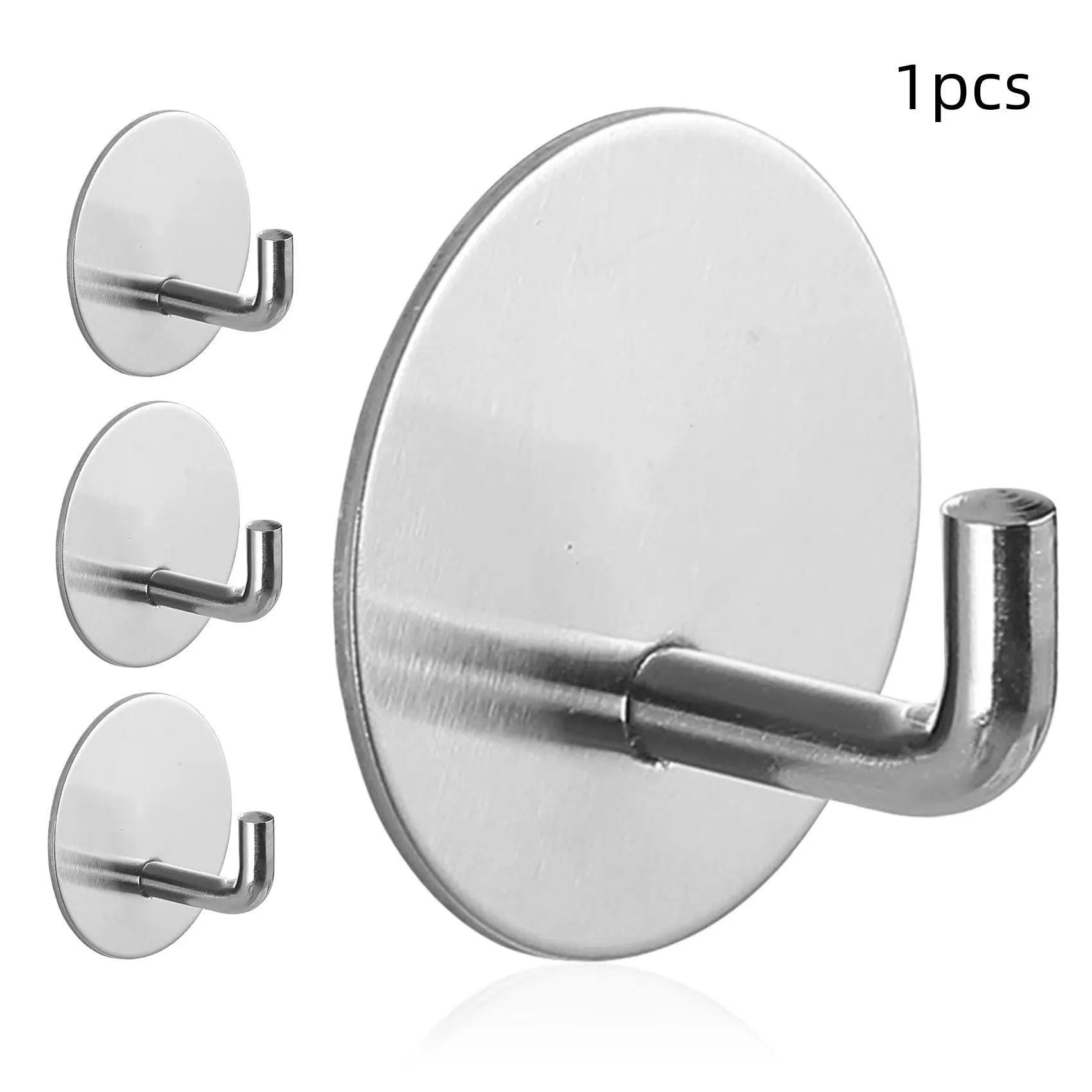 Stainless steel self-adhesive round hook with 3kg load capacity for bathrooms and kitchens