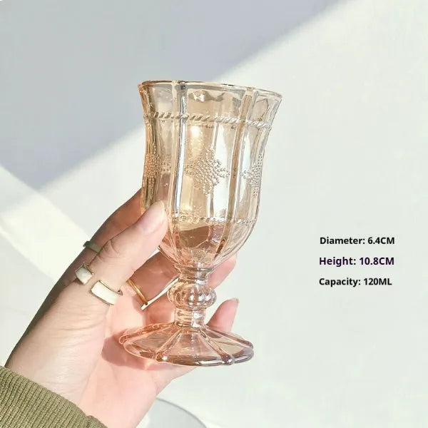Medieval French red wine glass in glass with multiple colour finish options