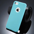 Soft silicone iPhone case in candy colours showing front and back views on iPhone model