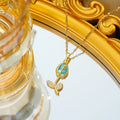 Zircon tulip necklace with flower pendant on adjustable titanium steel chain in gold colour