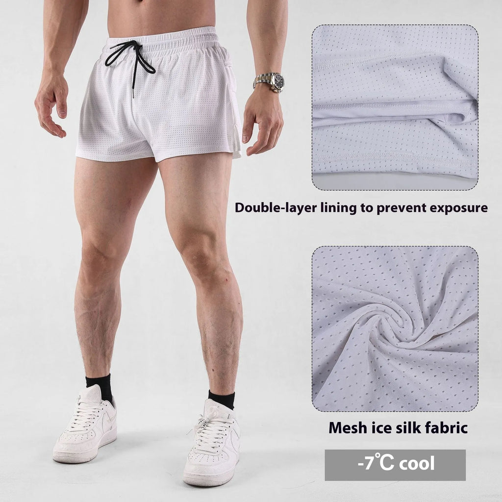 Men's quick-drying nylon summer shorts in white or black with mid waist design