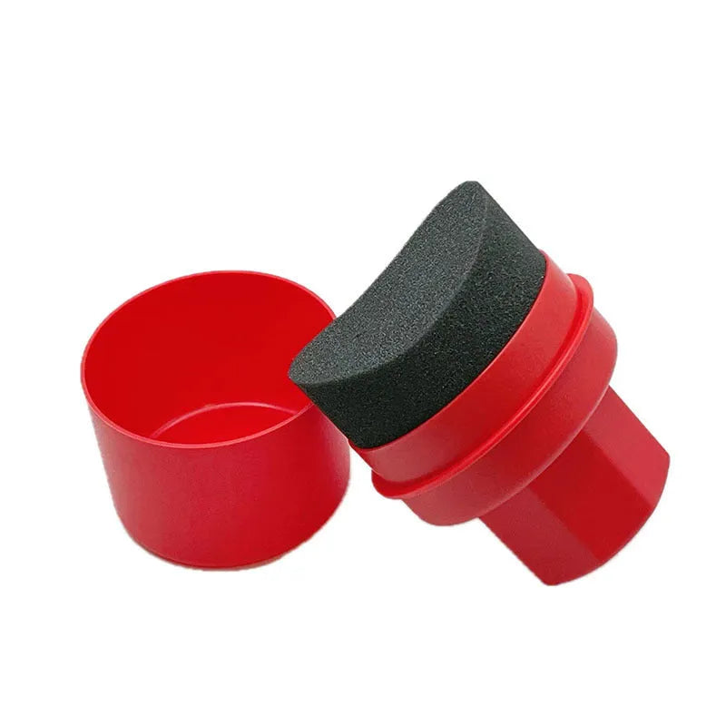 High-density car tire polishing sponge brush with lid in black or red for waxing