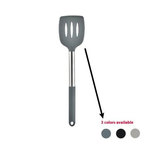 Silicone kitchenware 12 piece set with utensils and rotating storage bucket in black, grey, or khaki