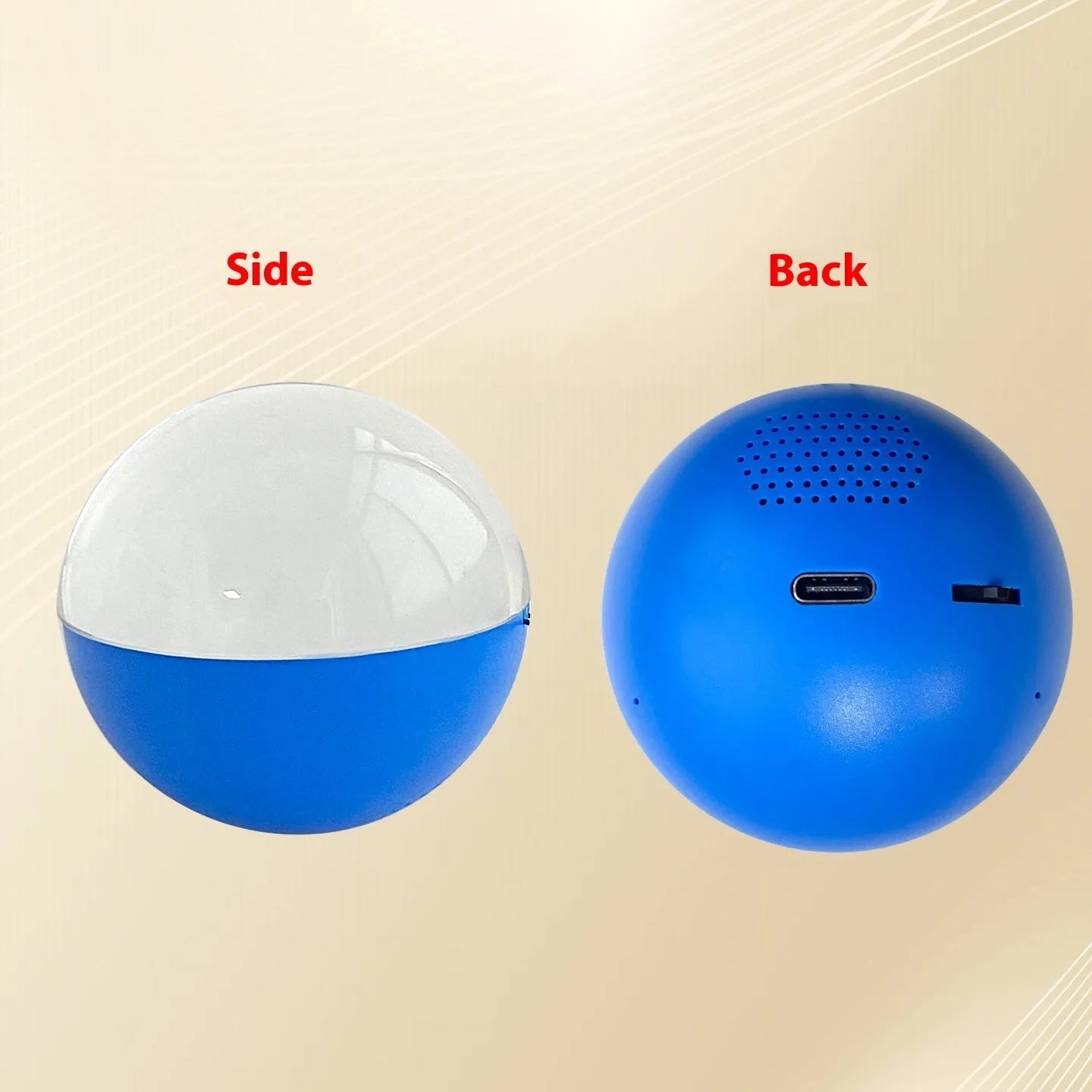 Electronic ball video player with round colour screen and dial control in choice of five colours