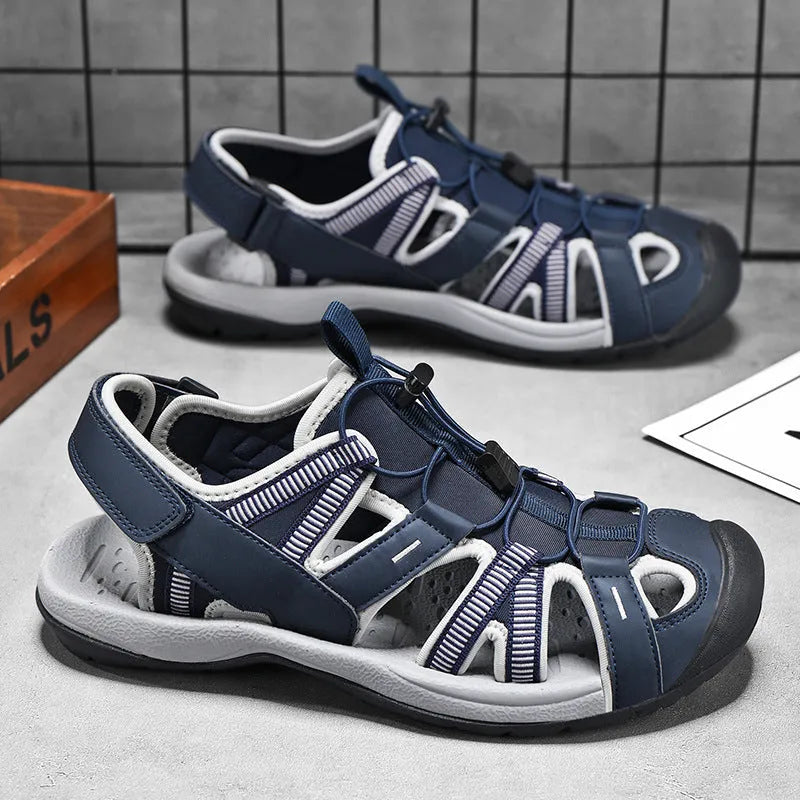 Men's outdoor casual sports shoes in LX01 Blue with mesh upper and rubber sole
