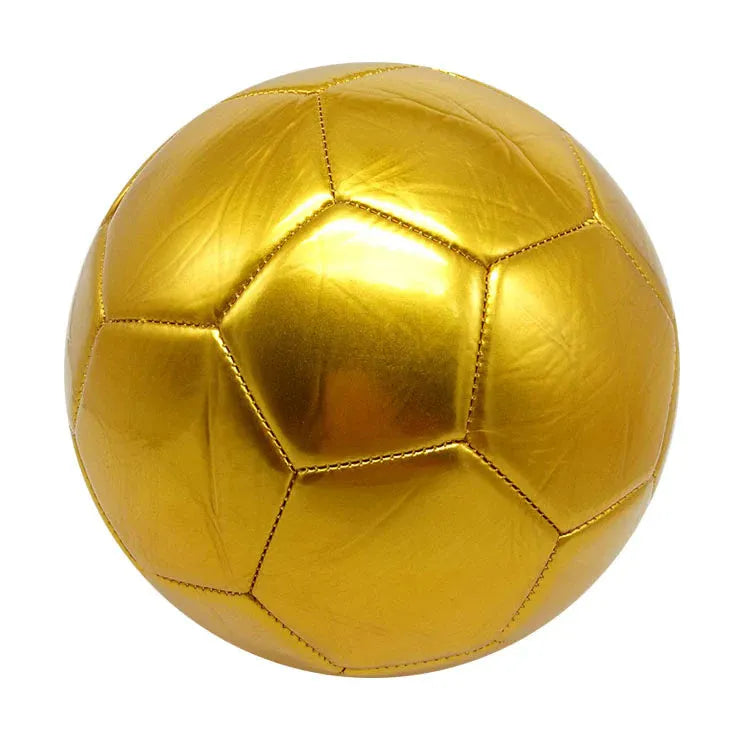 Machine-sewn PVC football in sizes 3, 4, and 5 shown in various colour patterns including red dragon roll and tornado blue.