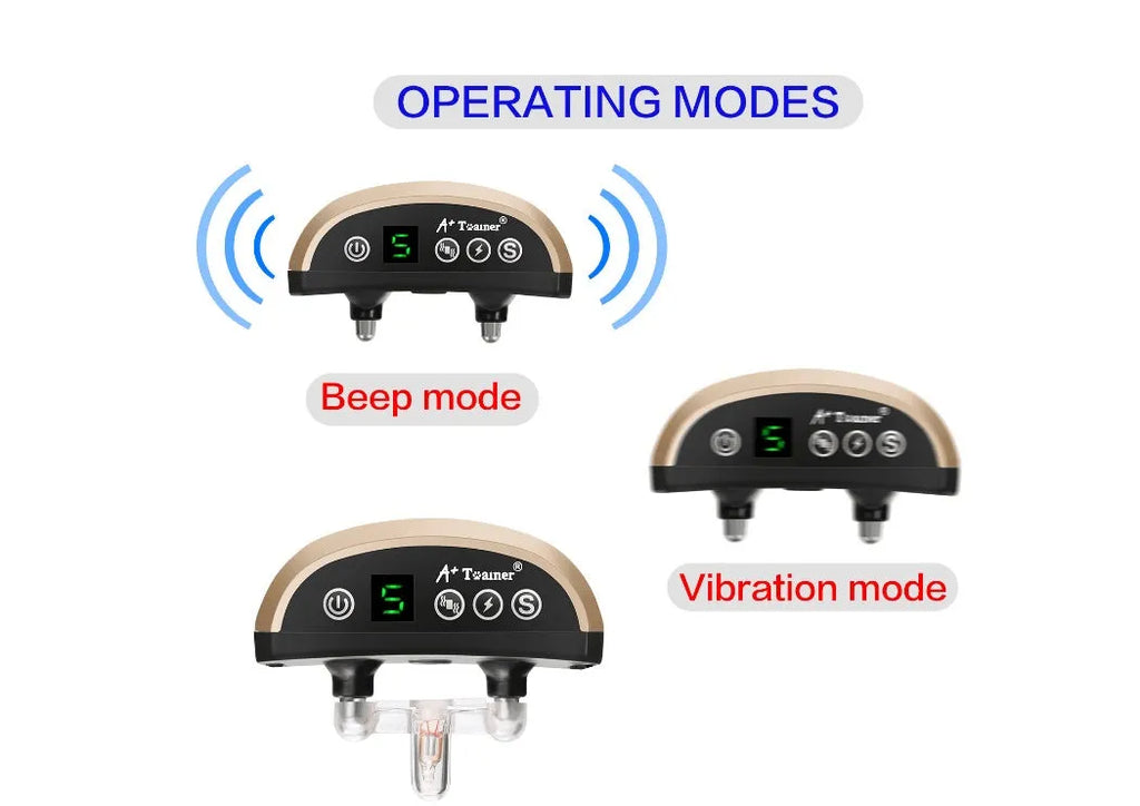 Digital anti-bark training collar with adjustable strap, LCD display and reflective safety strip