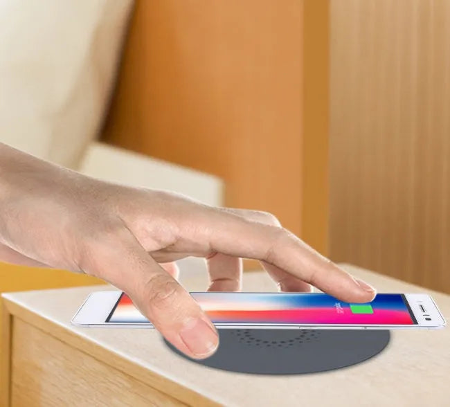 60mm round wireless charging module for embedded installation in furniture surfaces