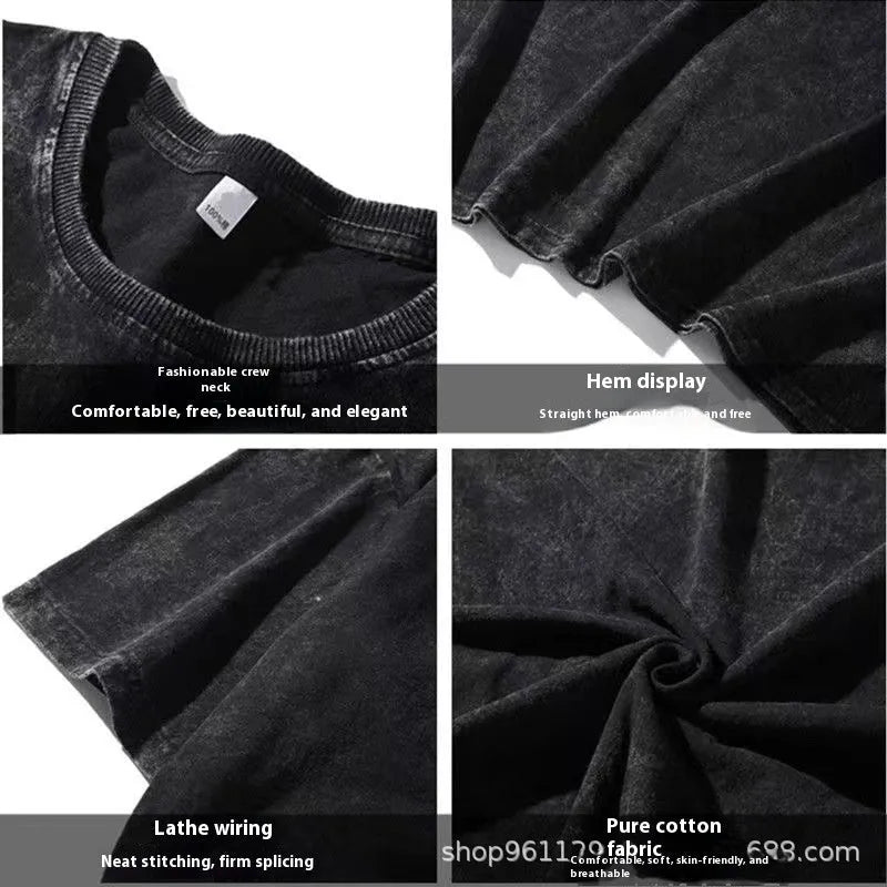 Men's short sleeve cotton T-shirt with character print design in loose fit pullover style