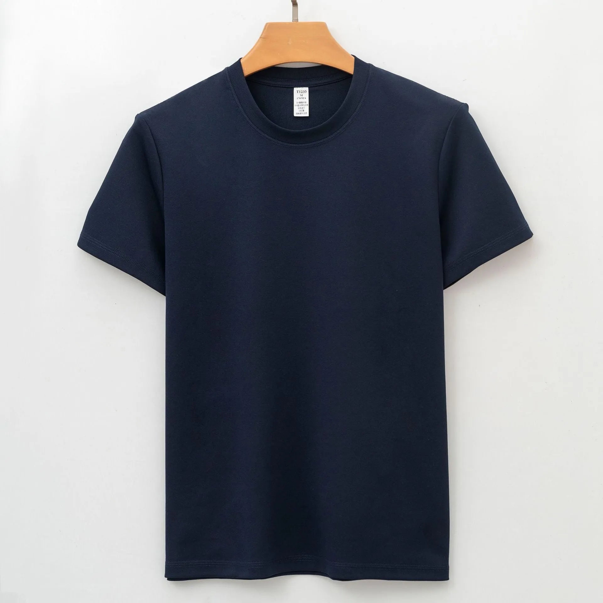 Men's antibacterial quick-drying short sleeve t-shirt in solid colour with straight cut design