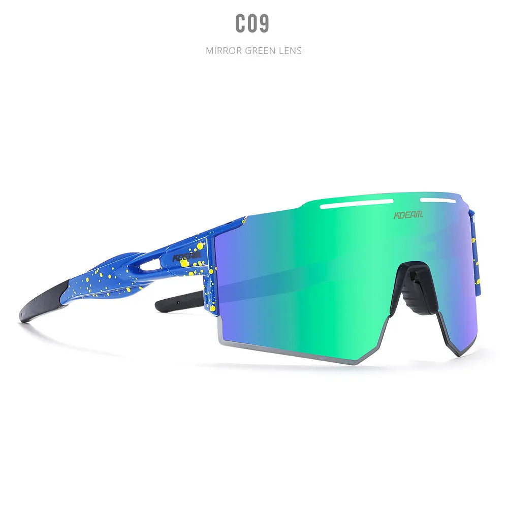 Polarized cycling sunglasses with TR90 frameless sports design in athletic colours