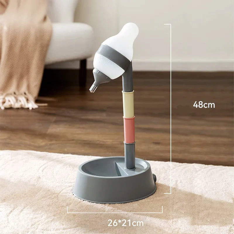 Adjustable pet standing water dispenser with detachable pole and steel nozzle in green grey or pink