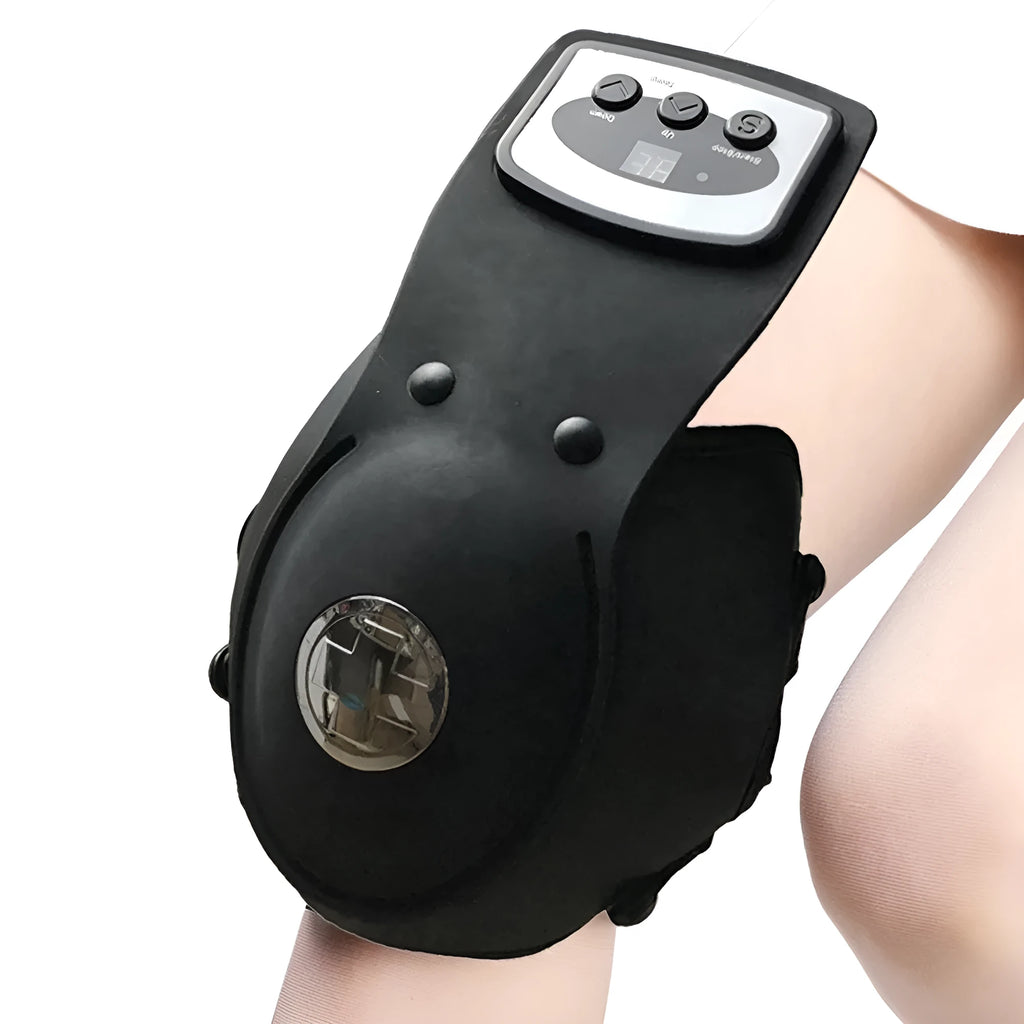 Knee and shoulder massager unit with infrared heat, knee pads, shoulder pads, and power adapter