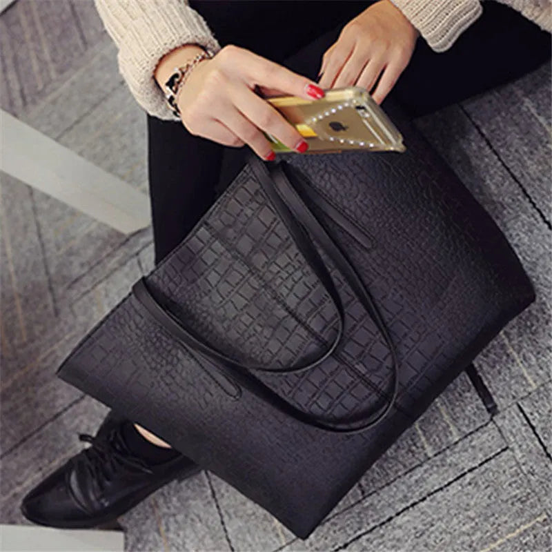Simple European style shoulder bag handbag in black and grey colour options