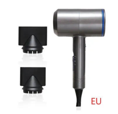Professional black hotel hair dryer with long cable and worldwide voltage plug options