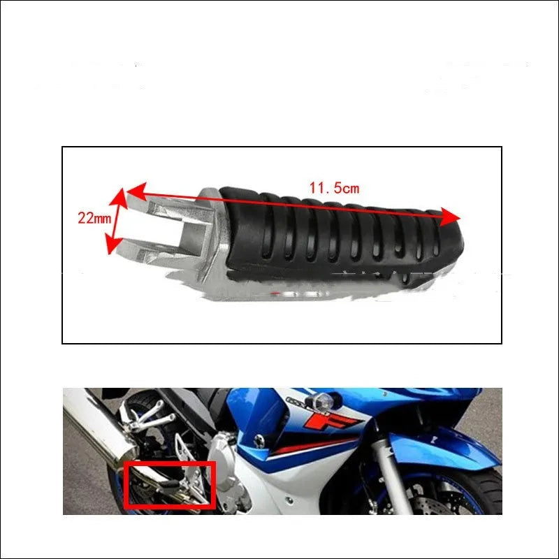 Black aluminium alloy motorcycle footpegs and mounting hardware set for Suzuki GSX1300R, V-Strom, GSX650F, GSX1400