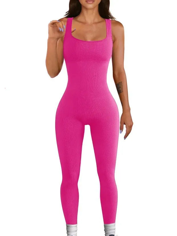 Women's spandex suspender tank top tights with long sleeves and button details