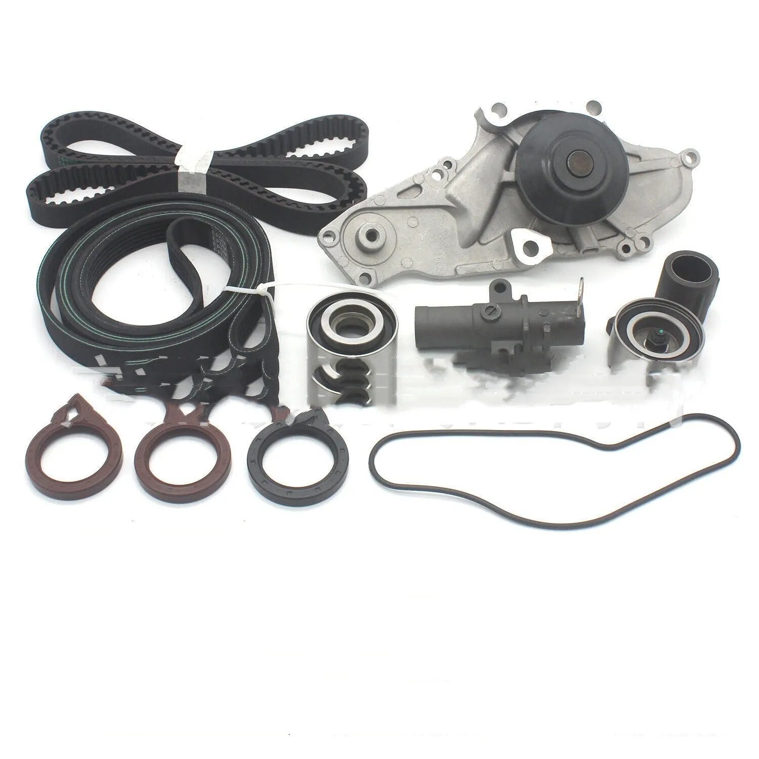 Metal belt and water pump assembly components measuring 28mm by 18mm by 16mm
