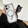 Transparent acrylic TPU iPhone 17 case with magnetic suction showing shockproof protection features
