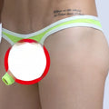 Men's Ice Silk Elephant Nose briefs shown in multiple colours including army green, black, and skin colour.