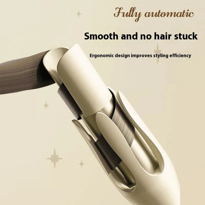 White automatic hair curler with 32mm barrels showing pink and purple colour options