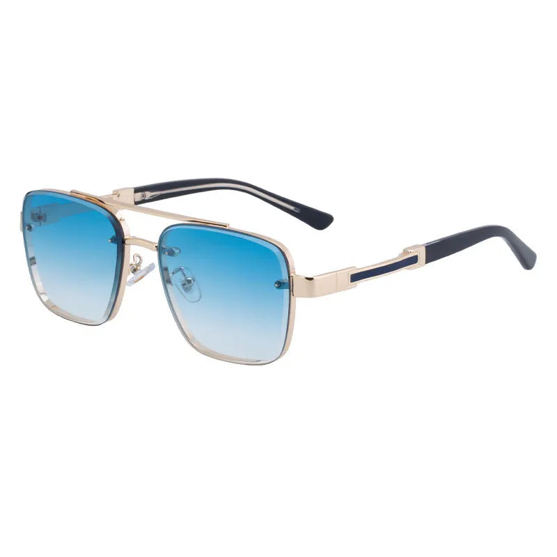 Men's vintage sunglasses with PC lenses in gold double gray colour with European styling