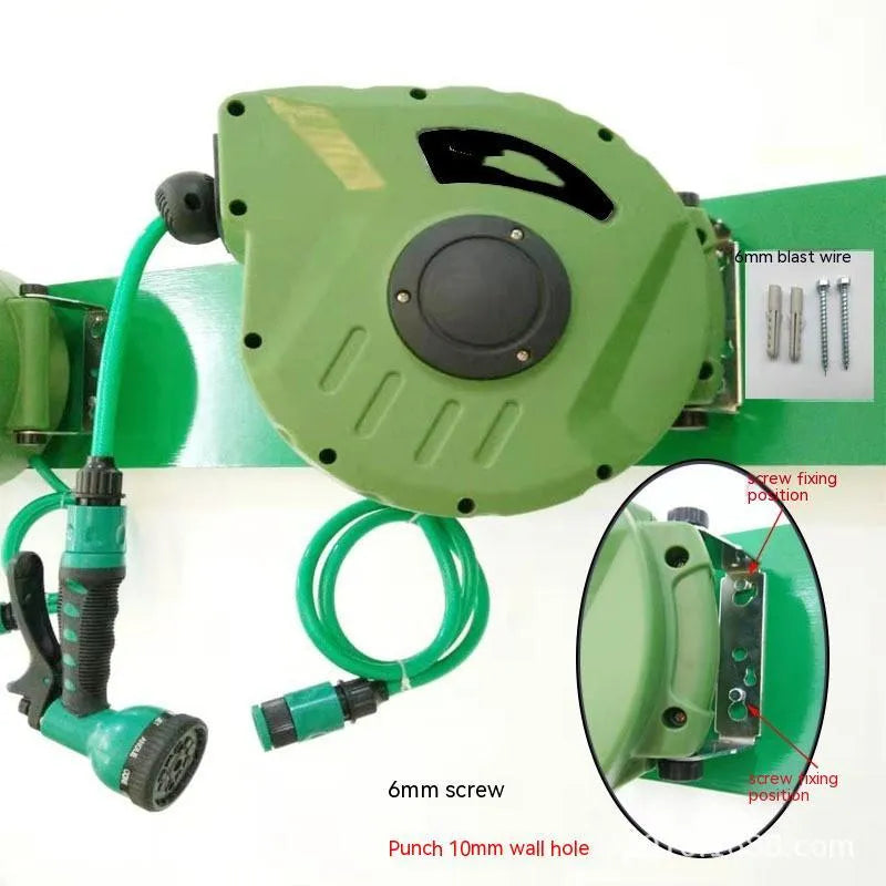 Automatic retractable hose reel with 10m PVC water pipe for car washing and garden watering